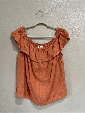 a.n.a Rust Orange Ruffle Off-Shoulder Camisole Sz XXL Lightweight TC0778